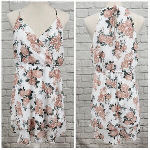 Altar'd State Floral Lined Flowy Tie Back Mini Dress Size Medium